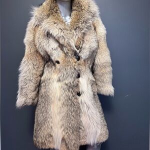 Genuine Wolf Fur Vintage Long Jacket